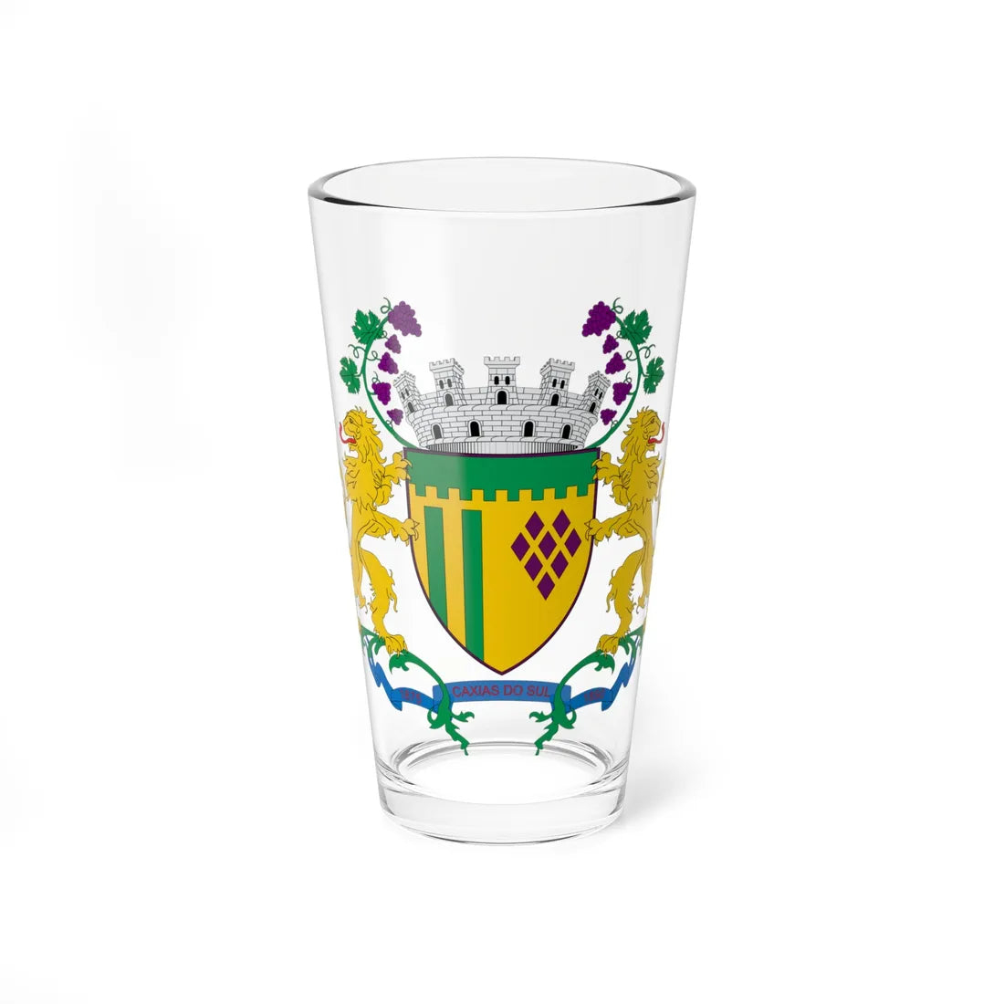 Brasão de Caxias do Sul - RS (Brazil) (Coat of Arms) Pint Glass 16oz 16oz - Go Mug Yourself