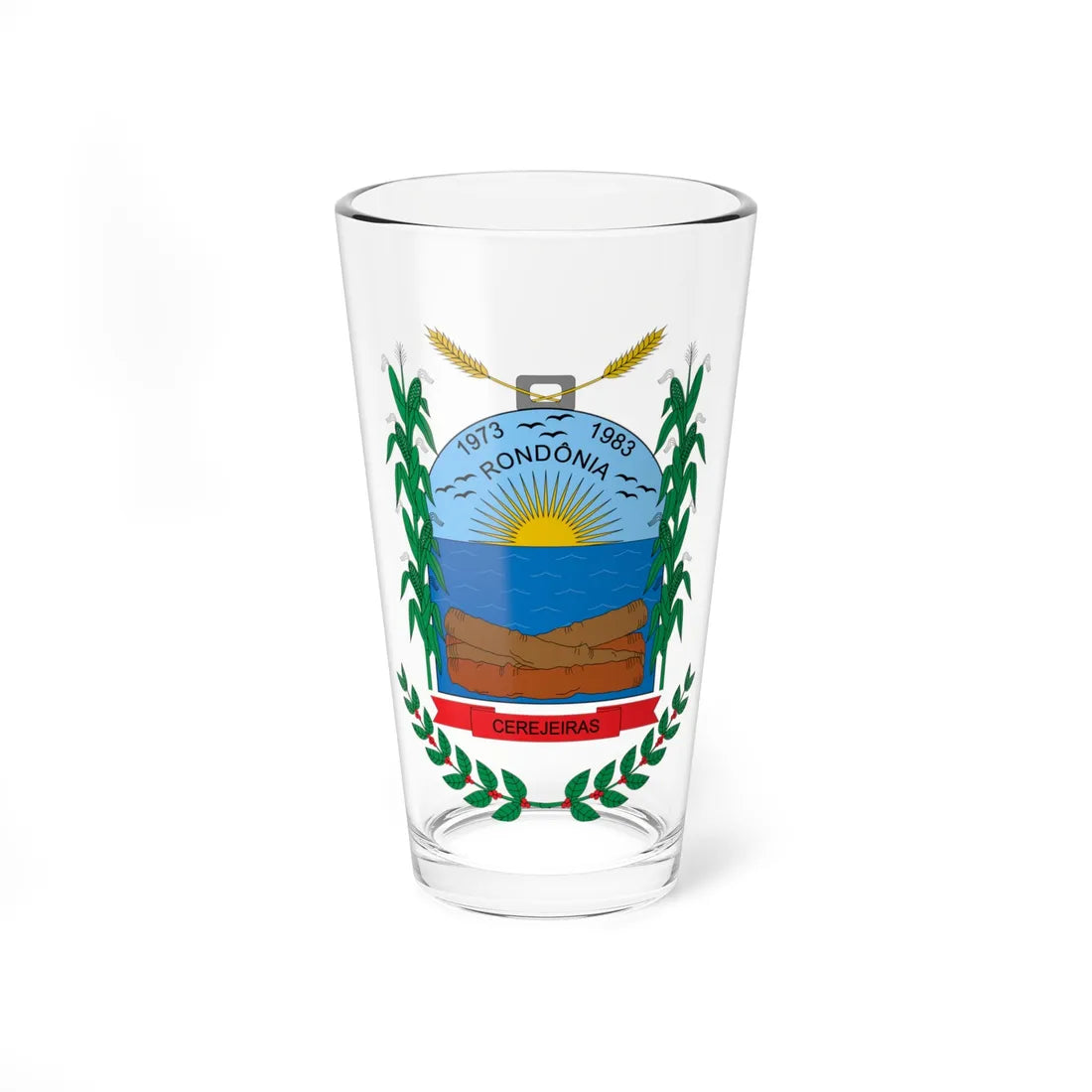 Brasão de Cerejeiras - RO (Brazil) (Coat of Arms) Pint Glass 16oz 16oz - Go Mug Yourself
