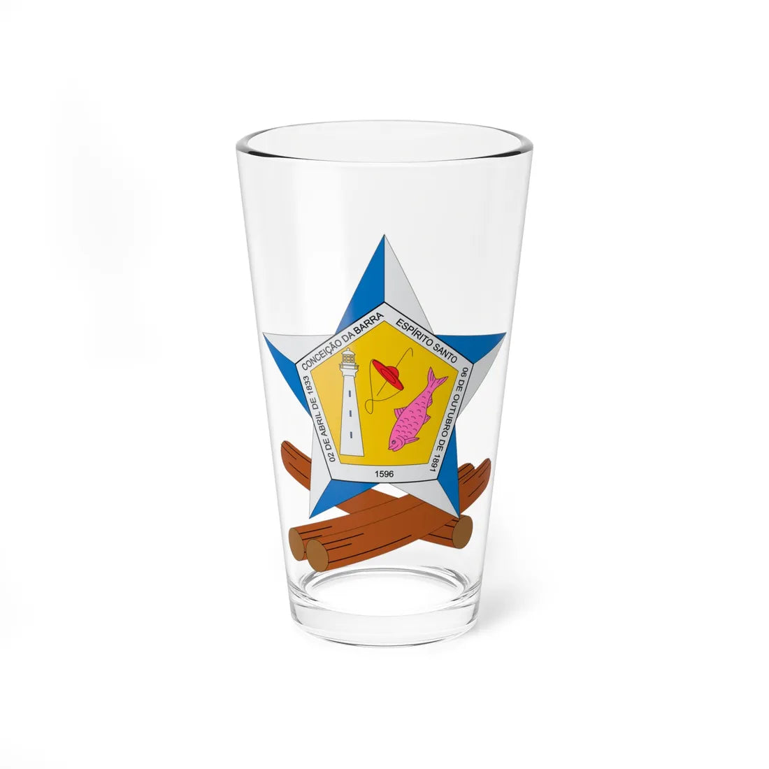 Brasão de Conceição da Barra - ES (Brazil) (Coat of Arms) Pint Glass 16oz 16oz - Go Mug Yourself