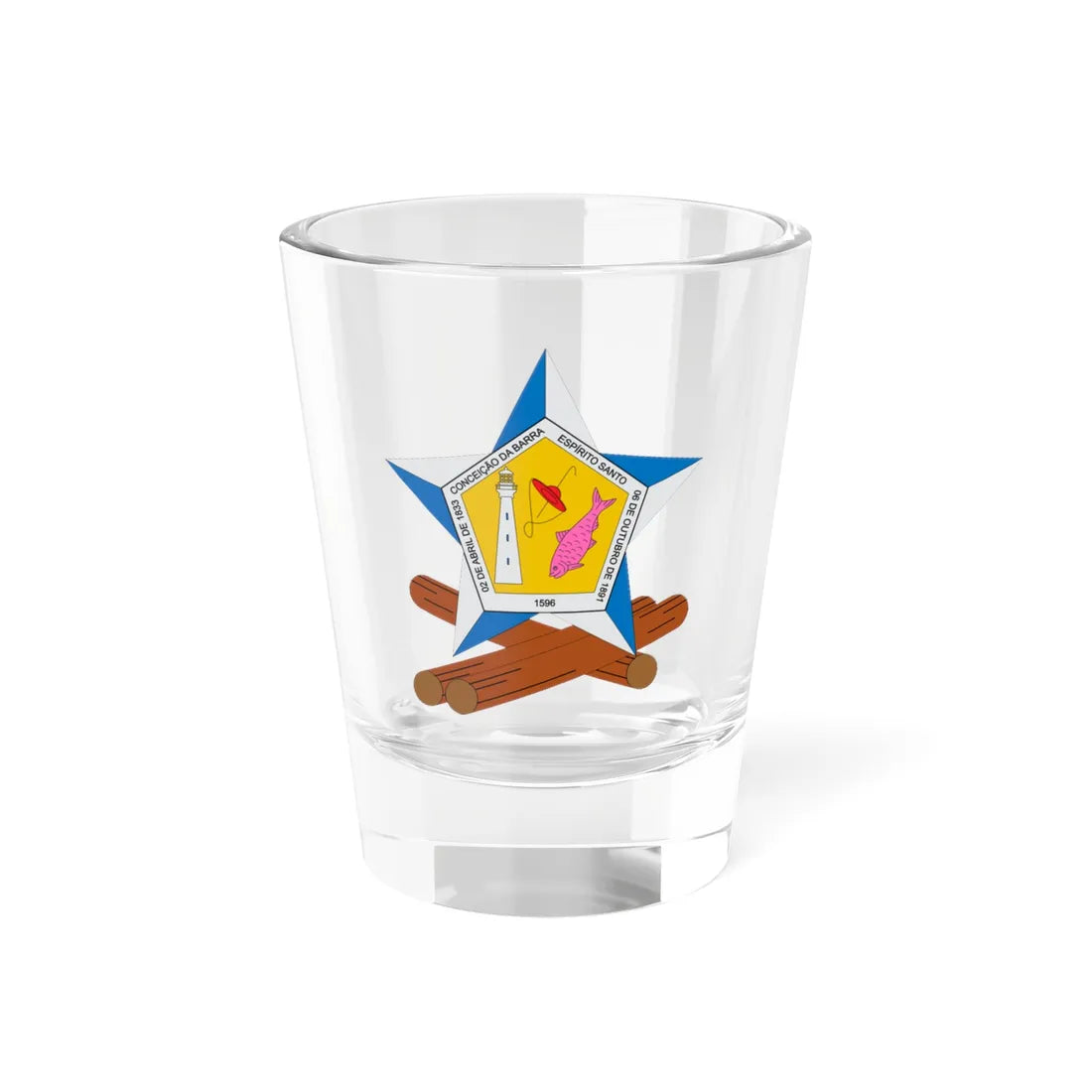 Brasão de Conceição da Barra - ES (Brazil) (Coat of Arms) Shot Glass 1.5oz 1.5oz - Go Mug Yourself