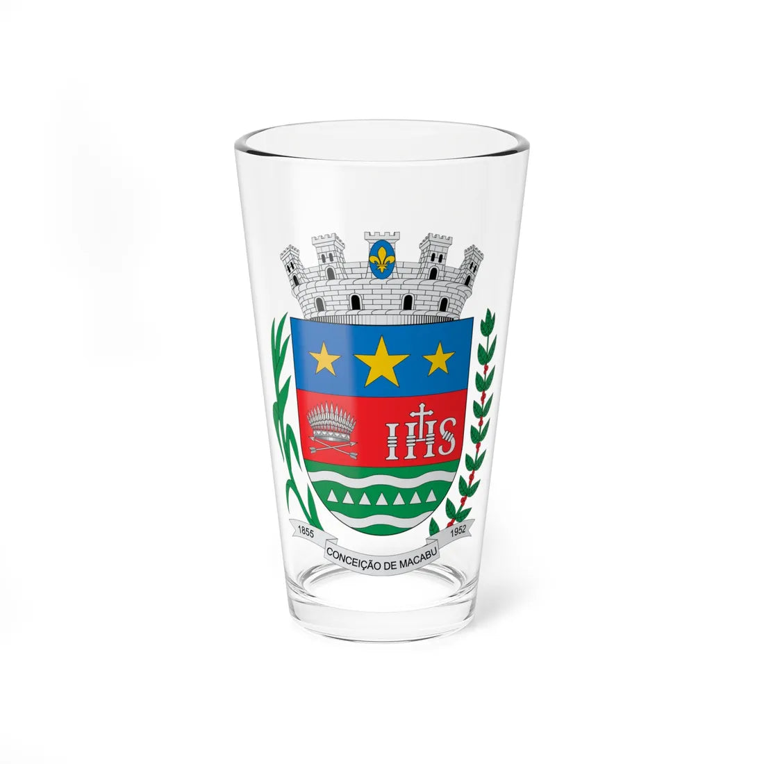 Brasão de Conceição de Macabu - RJ (Brazil) (Coat of Arms) Pint Glass 16oz 16oz - Go Mug Yourself