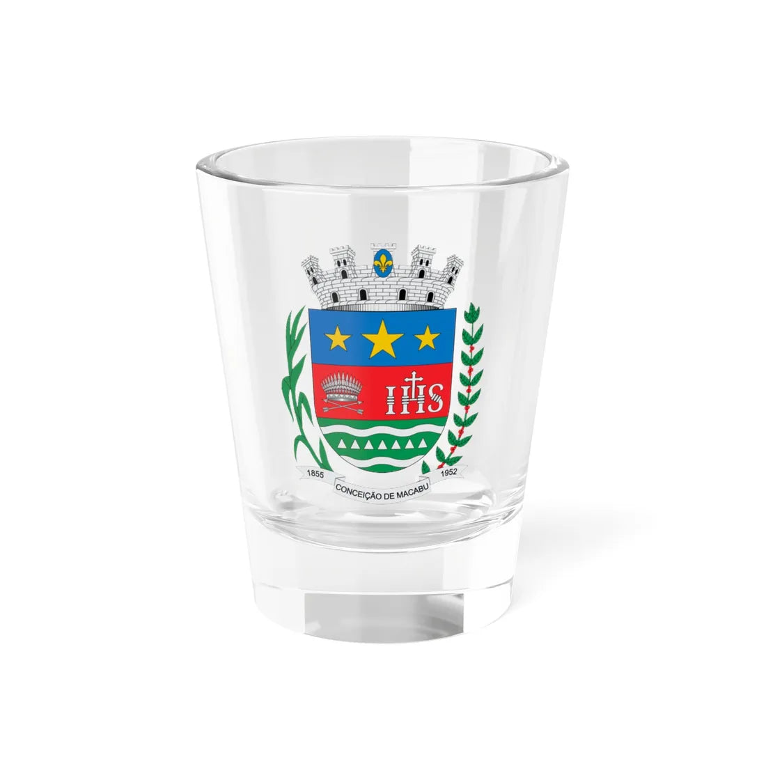 Brasão de Conceição de Macabu - RJ (Brazil) (Coat of Arms) Shot Glass 1.5oz 1.5oz - Go Mug Yourself