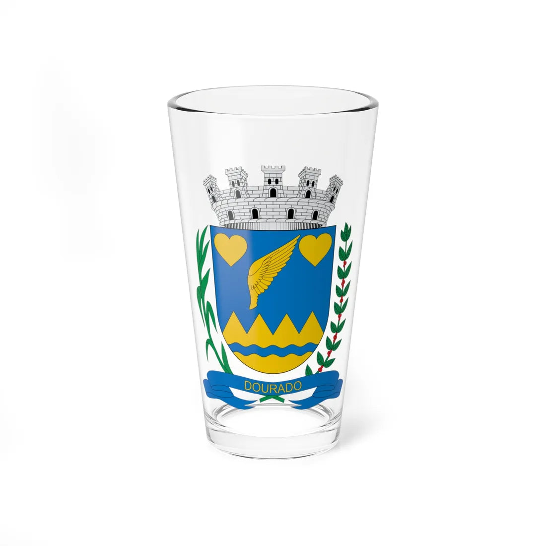 Brasão de Dourado - SP (Brazil) (Coat of Arms) Pint Glass 16oz 16oz - Go Mug Yourself