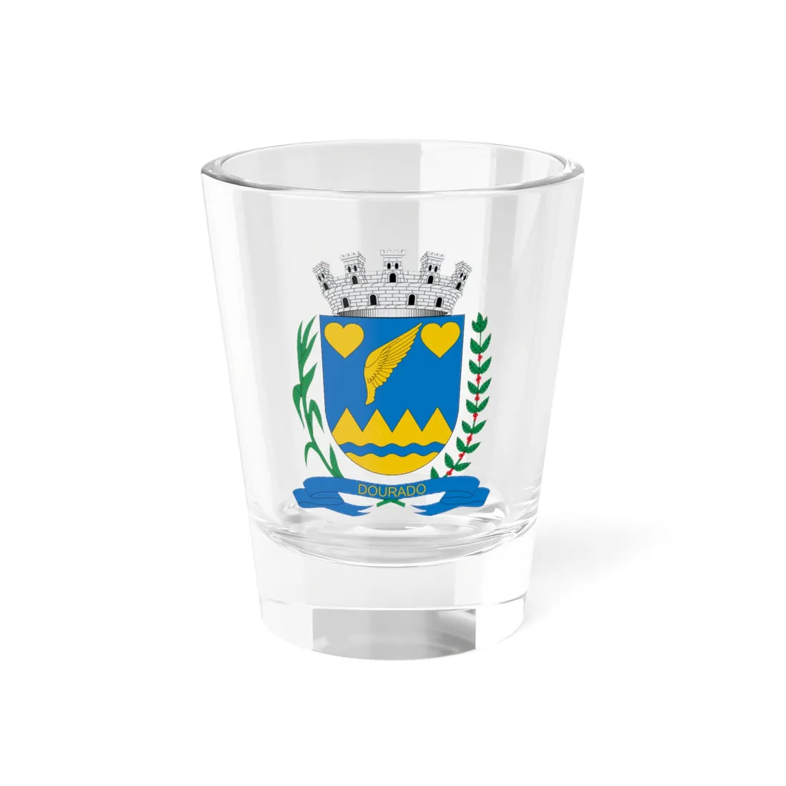 Brasão de Dourado - SP (Brazil) (Coat of Arms) Shot Glass 1.5oz 1.5oz - Go Mug Yourself