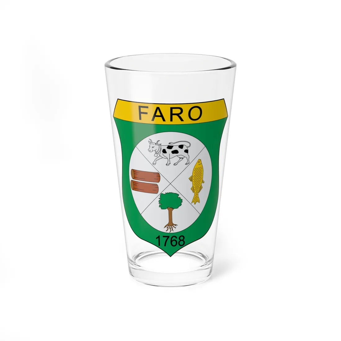 Brasão de Faro - PA (Brazil) (Coat of Arms) Pint Glass 16oz 16oz - Go Mug Yourself