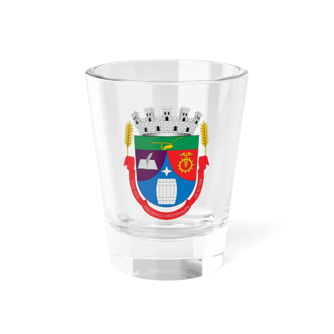 Brasão de Frederico Westphalen - RS (Brazil) (Coat of Arms) Shot Glass 1.5oz 1.5oz - Go Mug Yourself