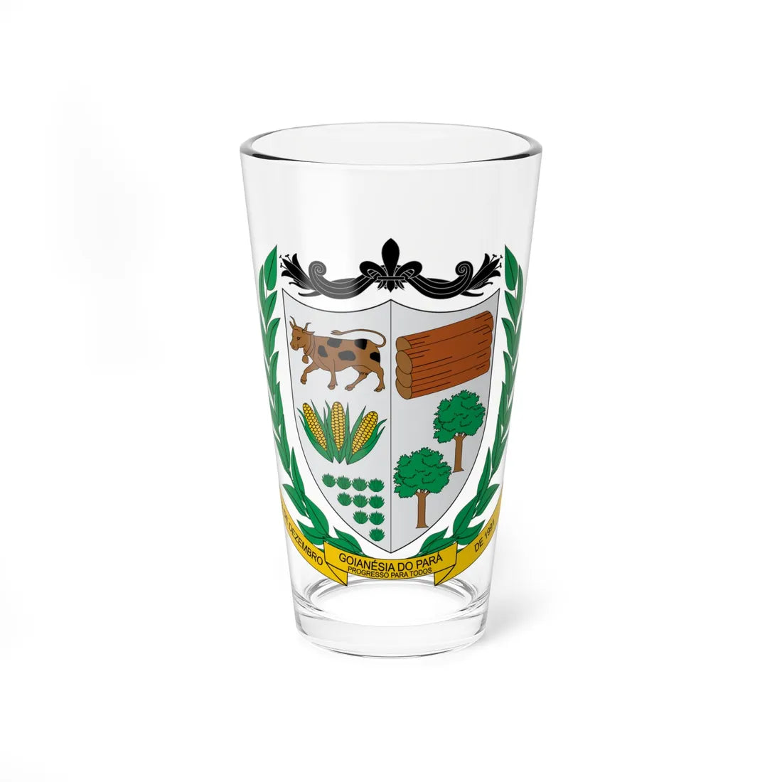 Brasão de Goianésia do Pará - PA (Brazil) (Coat of Arms) Pint Glass 16oz 16oz - Go Mug Yourself