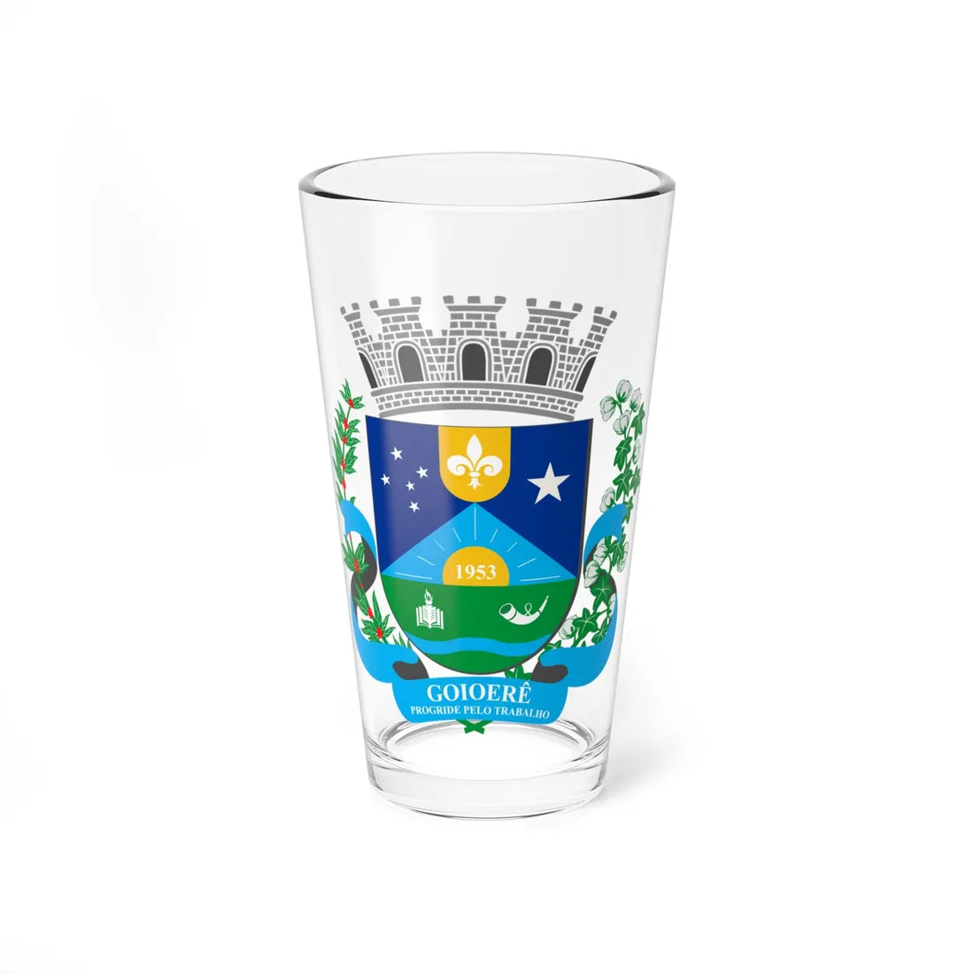 Brasão de Goioerê (Brazil) (Coat of Arms) Pint Glass 16oz 16oz - Go Mug Yourself