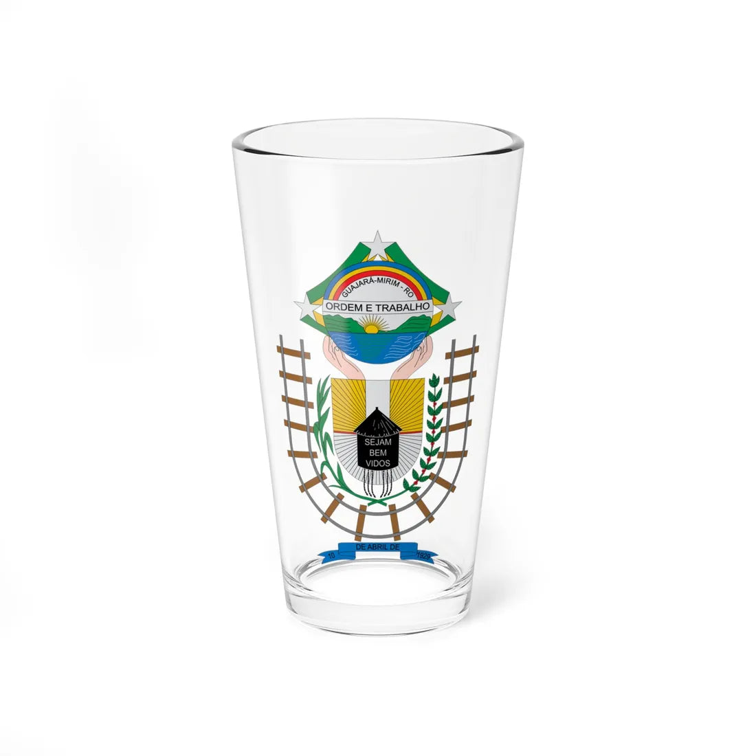 Brasão de Guajará-Mirim - RO (Brazil) (Coat of Arms) Pint Glass 16oz 16oz - Go Mug Yourself