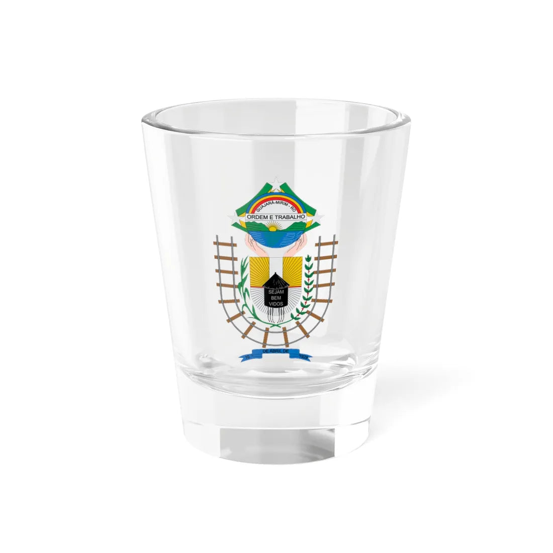 Brasão de Guajará-Mirim - RO (Brazil) (Coat of Arms) Shot Glass 1.5oz 1.5oz - Go Mug Yourself