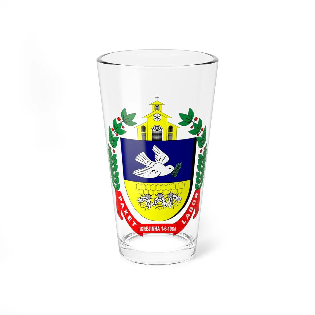 Brasão de Igrejinha (Brazil) (Coat of Arms) Pint Glass 16oz 16oz - Go Mug Yourself
