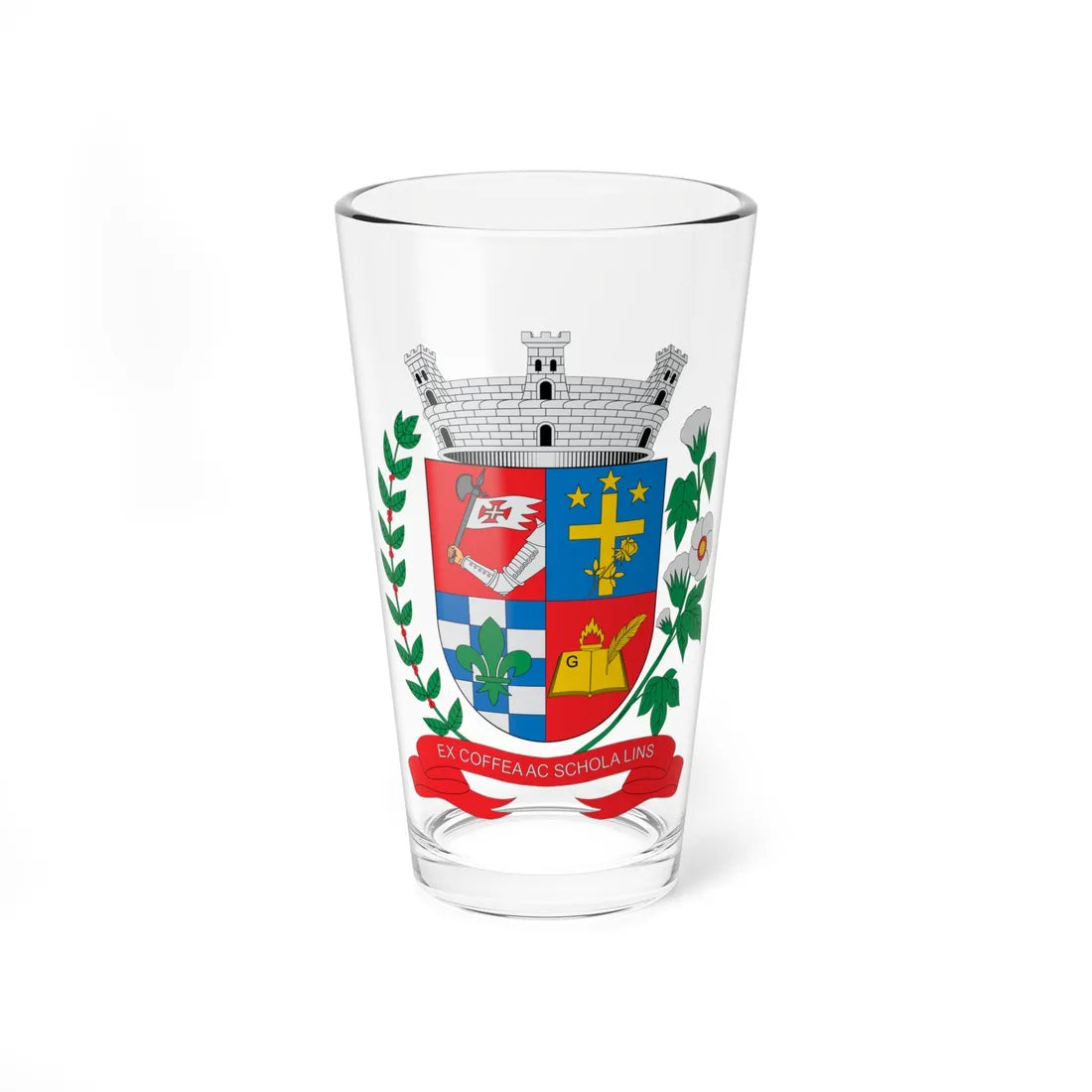 Brasão de Lins - SP (Brazil) (Coat of Arms) Pint Glass 16oz 16oz - Go Mug Yourself