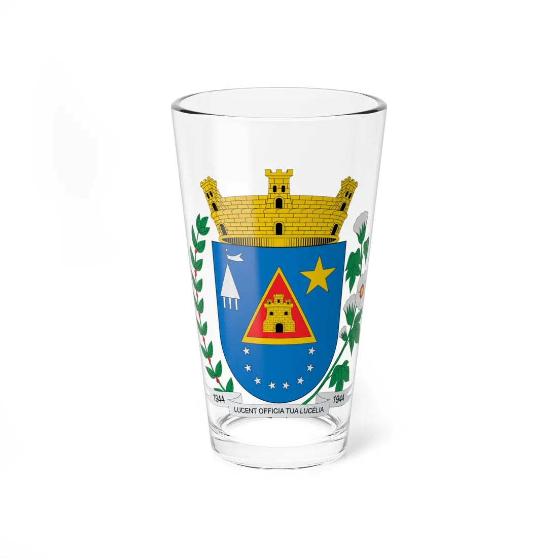 Brasão de Lucélia - SP (Brazil) (Coat of Arms) Pint Glass 16oz 16oz - Go Mug Yourself