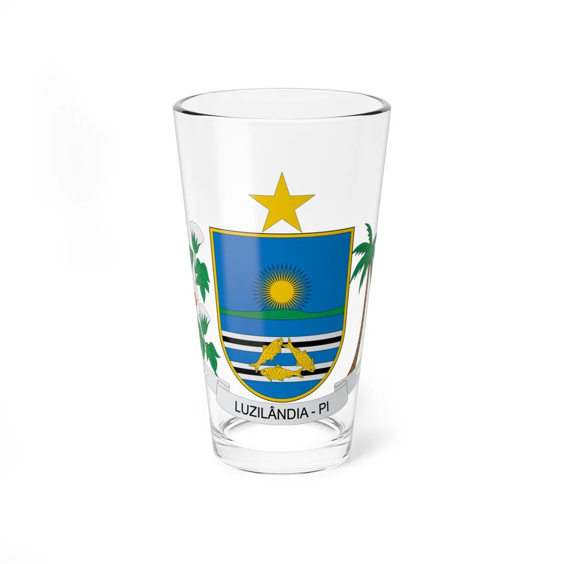 Brasão de Luzilândia - PI (Brazil) (Coat of Arms) Pint Glass 16oz 16oz - Go Mug Yourself