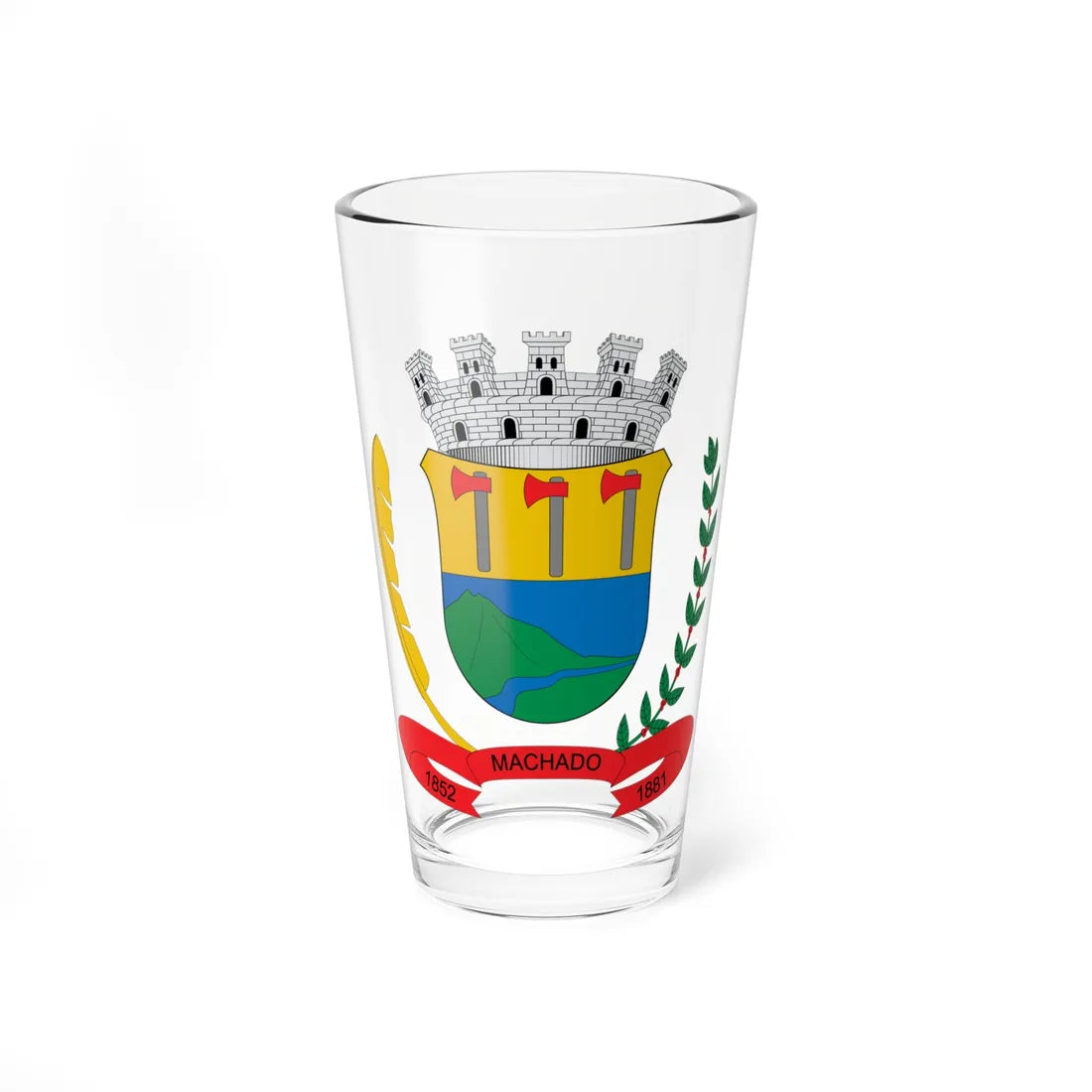 Brasão de Machado - MG (Brazil) (Coat of Arms) Pint Glass 16oz 16oz - Go Mug Yourself