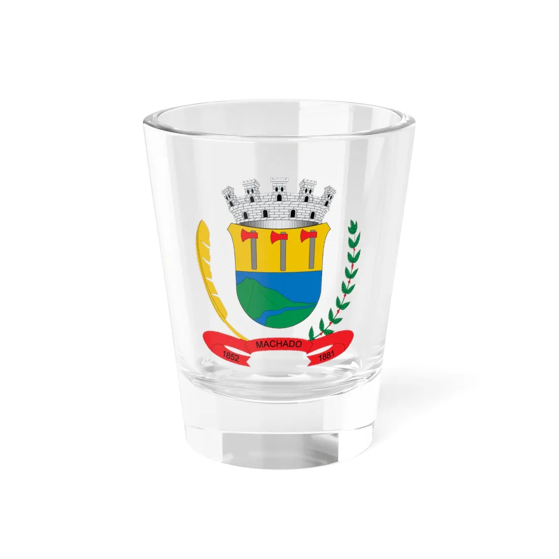 Brasão de Machado - MG (Brazil) (Coat of Arms) Shot Glass 1.5oz 1.5oz - Go Mug Yourself