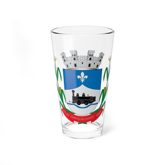 Brasão de Marcelino Ramos - RS (Brazil) (Coat of Arms) Pint Glass 16oz 16oz - Go Mug Yourself