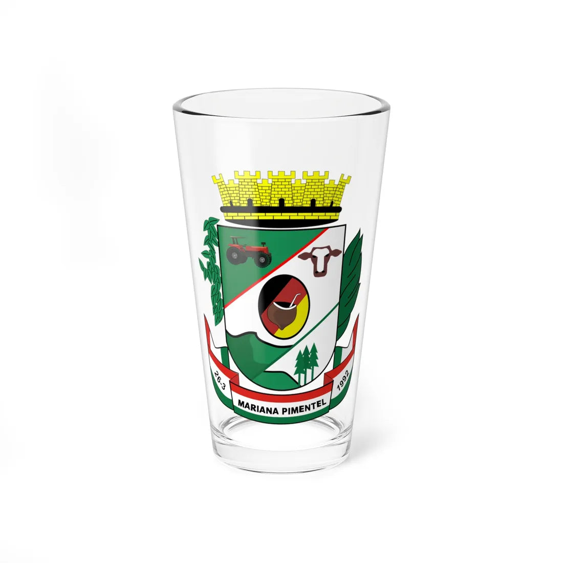 Brasão de Mariana Pimentel (Brazil) (Coat of Arms) Pint Glass 16oz 16oz - Go Mug Yourself