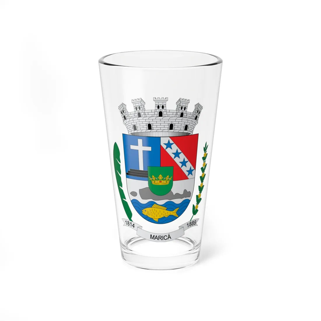 Brasão de Maricá - RJ (Brazil) (Coat of Arms) Pint Glass 16oz 16oz - Go Mug Yourself