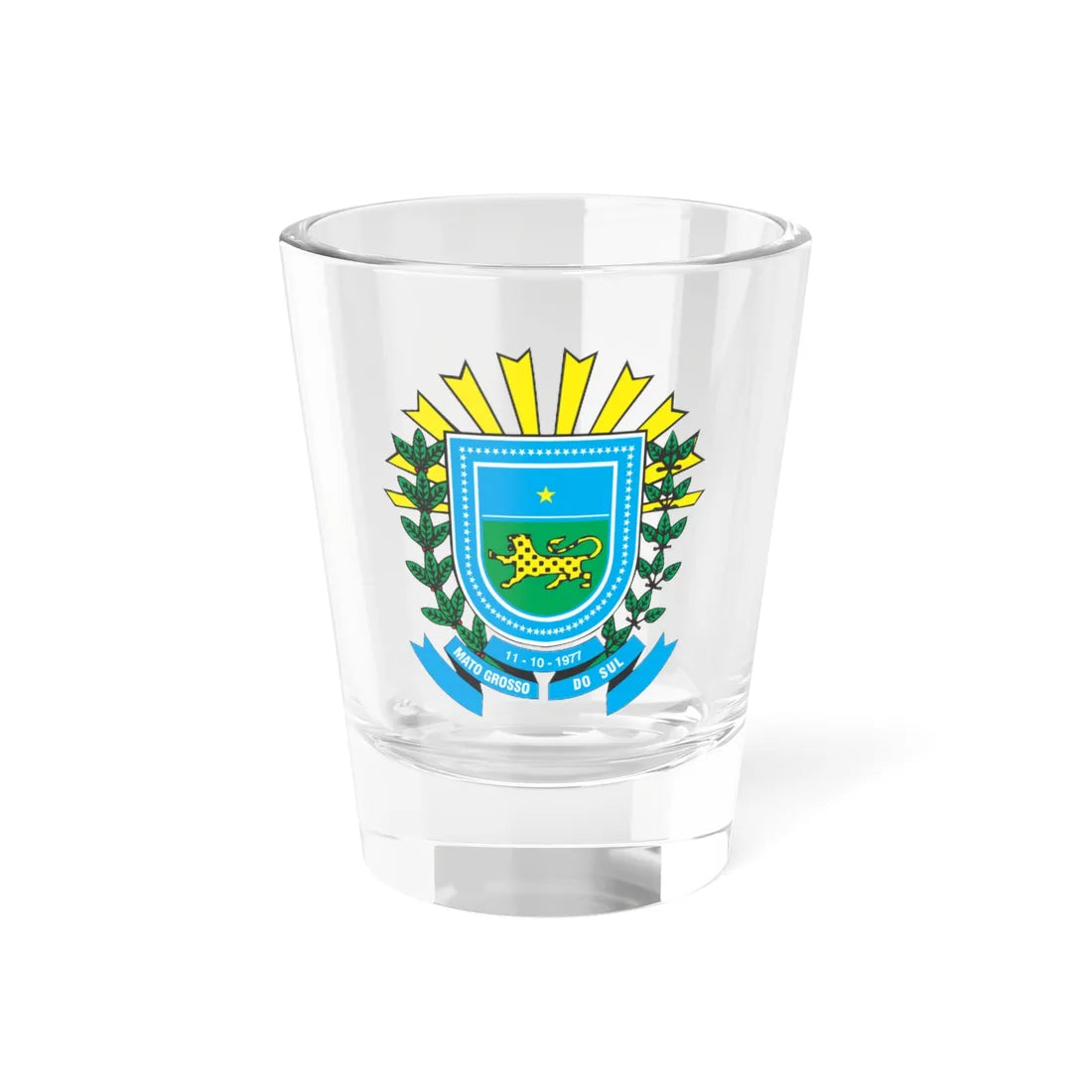 Brasão de Mato Grosso do Sul (Brazil) (Coat of Arms) Shot Glass 1.5oz 1.5oz - Go Mug Yourself