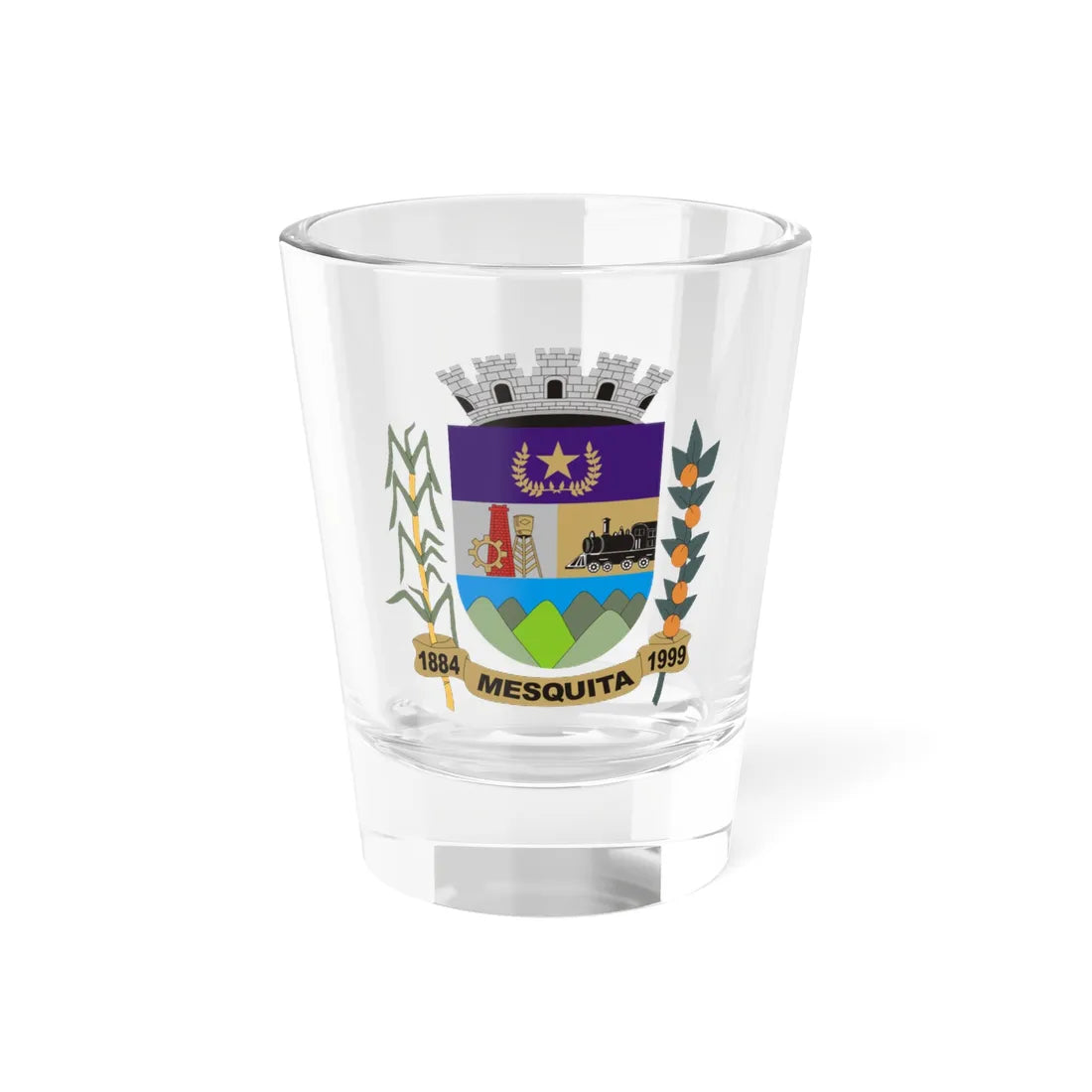 Brasão de Mesquita Rio de Janeiro (Brazil) (Coat of Arms) Shot Glass 1.5oz 1.5oz - Go Mug Yourself