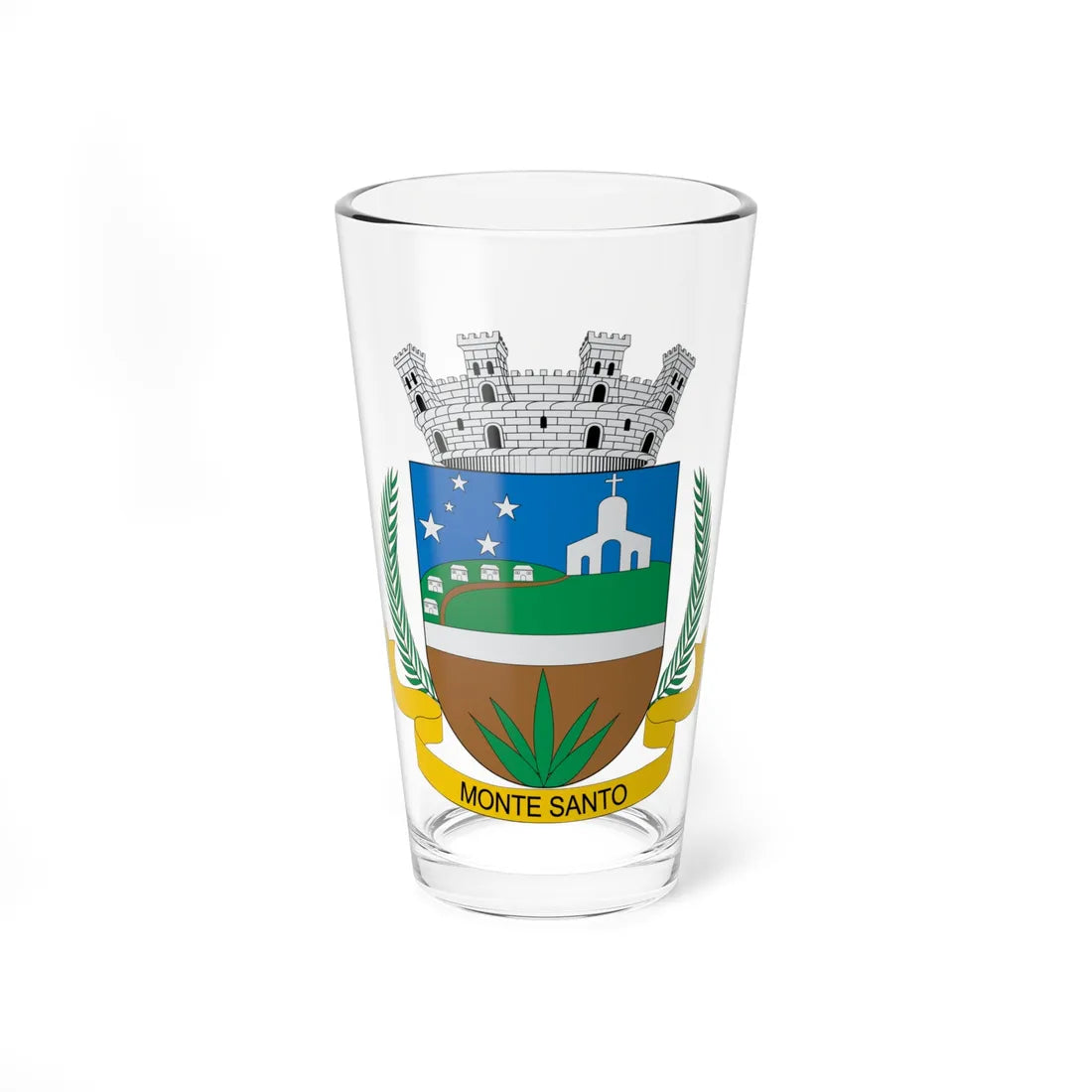 Brasão de Monte Santo - BA (Brazil) (Coat of Arms) Pint Glass 16oz 16oz - Go Mug Yourself