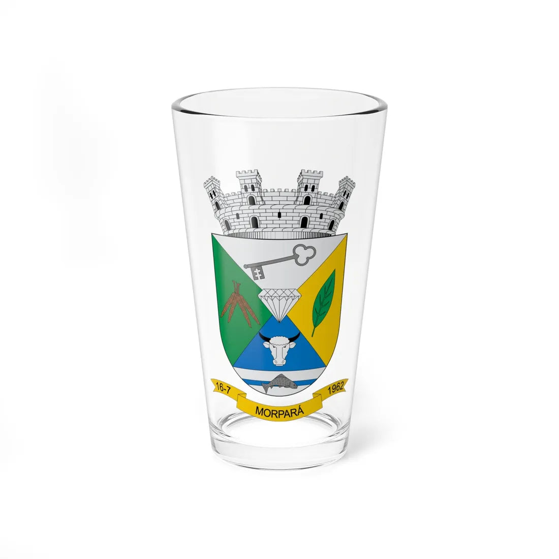 Brasão de Morpará - BA (Brazil) (Coat of Arms) Pint Glass 16oz 16oz - Go Mug Yourself