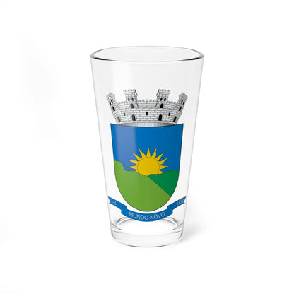 Brasão de Mundo Novo - BA (Brazil) (Coat of Arms) Pint Glass 16oz 16oz - Go Mug Yourself