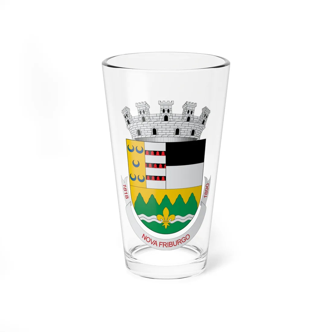 Brasão de Nova Friburgo - RJ (Brazil) (Coat of Arms) Pint Glass 16oz 16oz - Go Mug Yourself