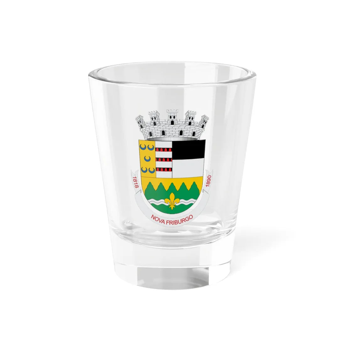 Brasão de Nova Friburgo - RJ (Brazil) (Coat of Arms) Shot Glass 1.5oz 1.5oz - Go Mug Yourself