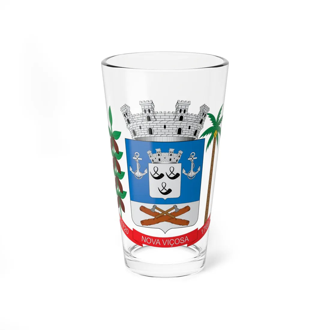 Brasão de Nova Viçosa - BA (Brazil) (Coat of Arms) Pint Glass 16oz 16oz - Go Mug Yourself