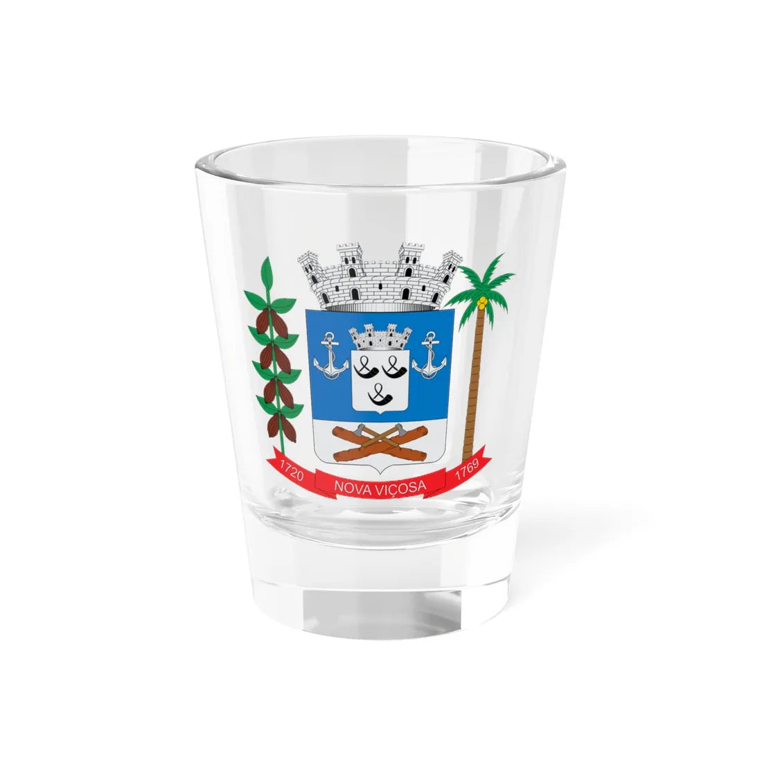 Brasão de Nova Viçosa - BA (Brazil) (Coat of Arms) Shot Glass 1.5oz 1.5oz - Go Mug Yourself