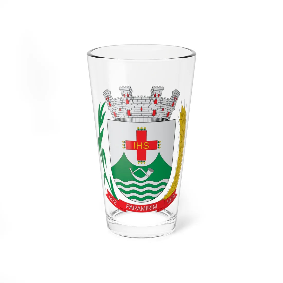 Brasão de Paramirim - BA (Brazil) (Coat of Arms) Pint Glass 16oz 16oz - Go Mug Yourself