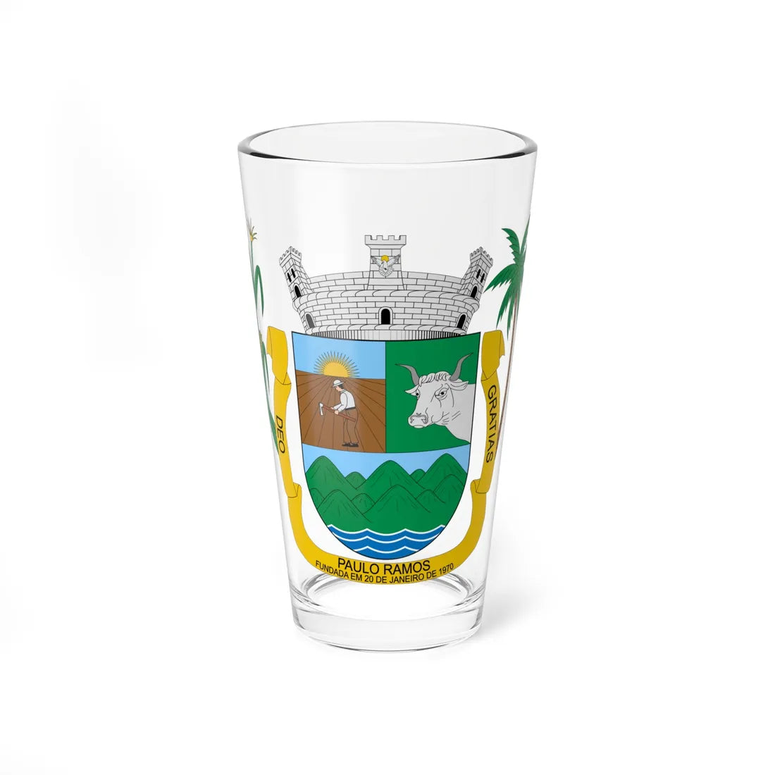 Brasão de Paulo Ramos - MA (Brazil) (Coat of Arms) Pint Glass 16oz 16oz - Go Mug Yourself