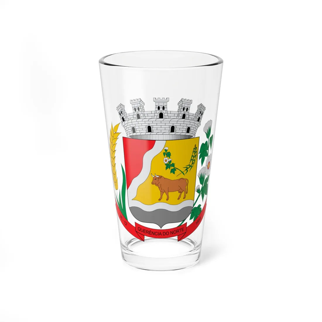 Brasão de Querência do Norte - PR (Brazil) (Coat of Arms) Pint Glass 16oz 16oz - Go Mug Yourself