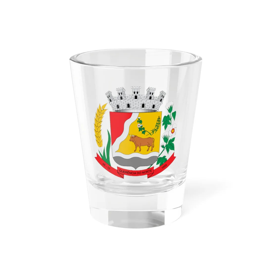 Brasão de Querência do Norte - PR (Brazil) (Coat of Arms) Shot Glass 1.5oz 1.5oz - Go Mug Yourself
