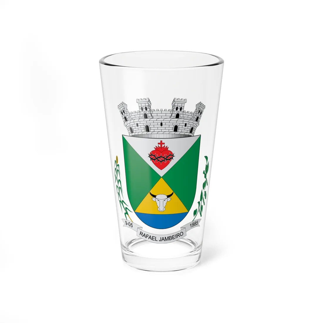 Brasão de Rafael Jambeiro - BA (Brazil) (Coat of Arms) Pint Glass 16oz 16oz - Go Mug Yourself