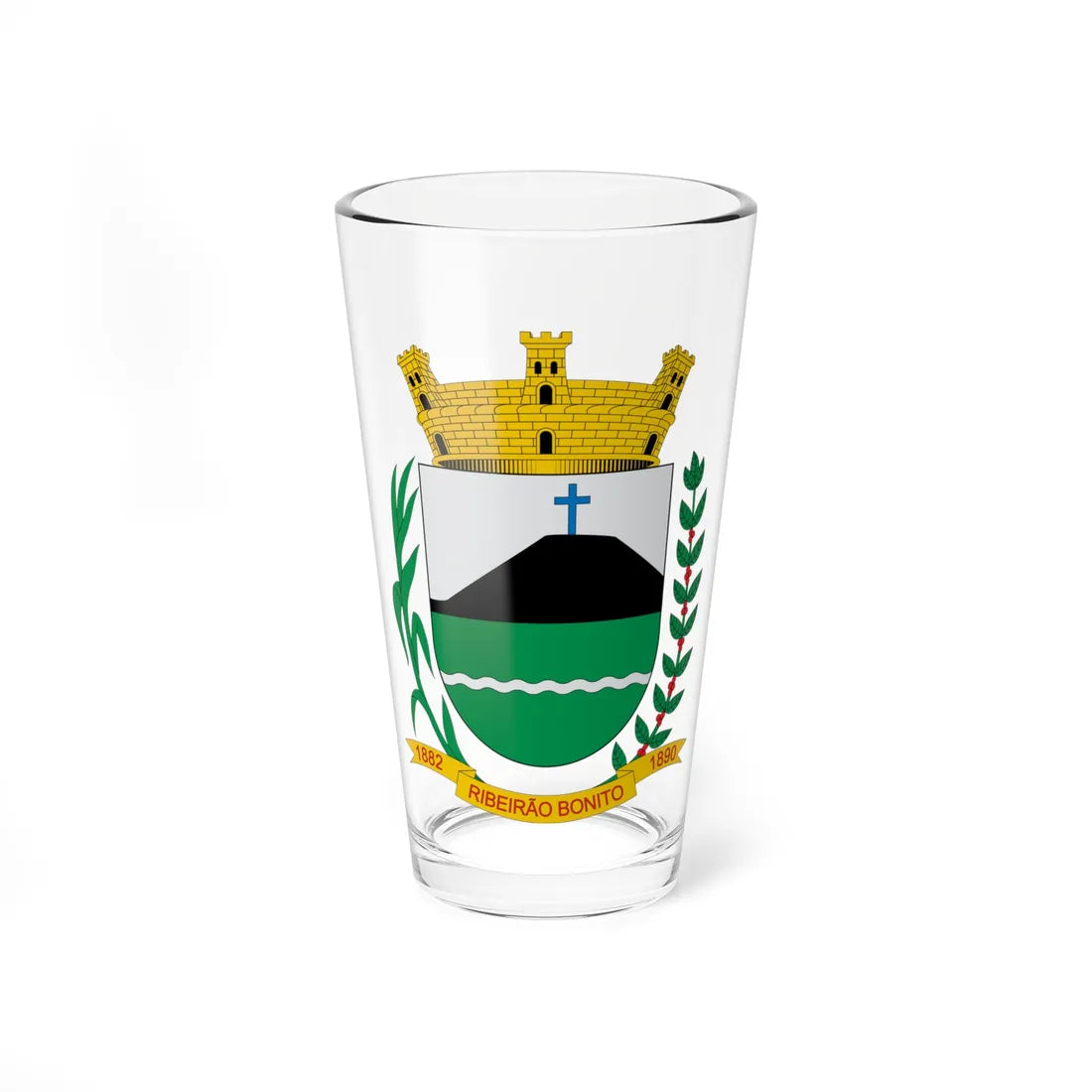 Brasão de Ribeirão Bonito - SP (Brazil) (Coat of Arms) Pint Glass 16oz 16oz - Go Mug Yourself