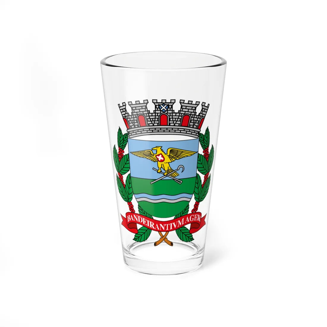 Brasão de Ribeirão Preto (Brazil) (Coat of Arms) Pint Glass 16oz 16oz - Go Mug Yourself
