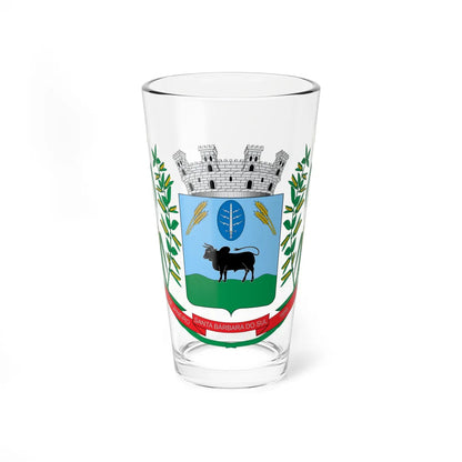 Brasão de Santa Bárbara do Sul - RS (Brazil) (Coat of Arms) Pint Glass 16oz 16oz - Go Mug Yourself