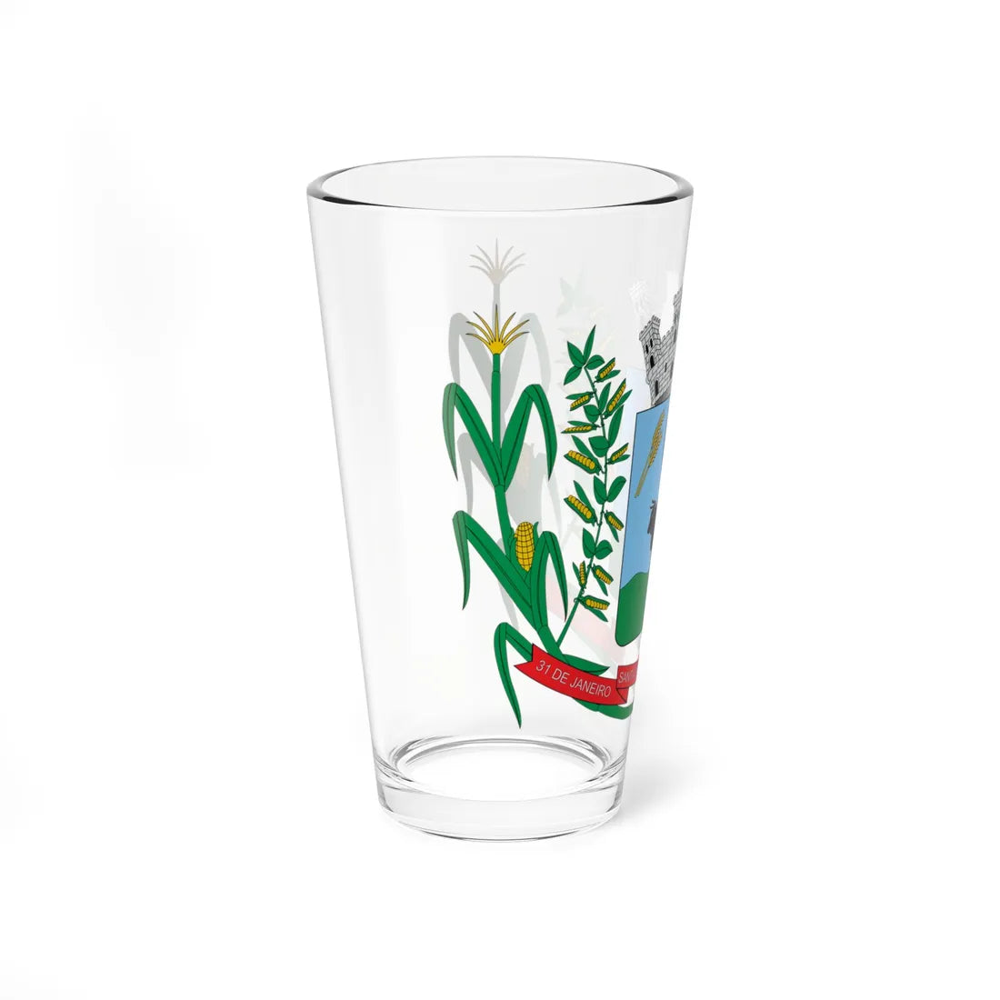 Brasão de Santa Bárbara do Sul - RS (Brazil) (Coat of Arms) Pint Glass 16oz - Go Mug Yourself