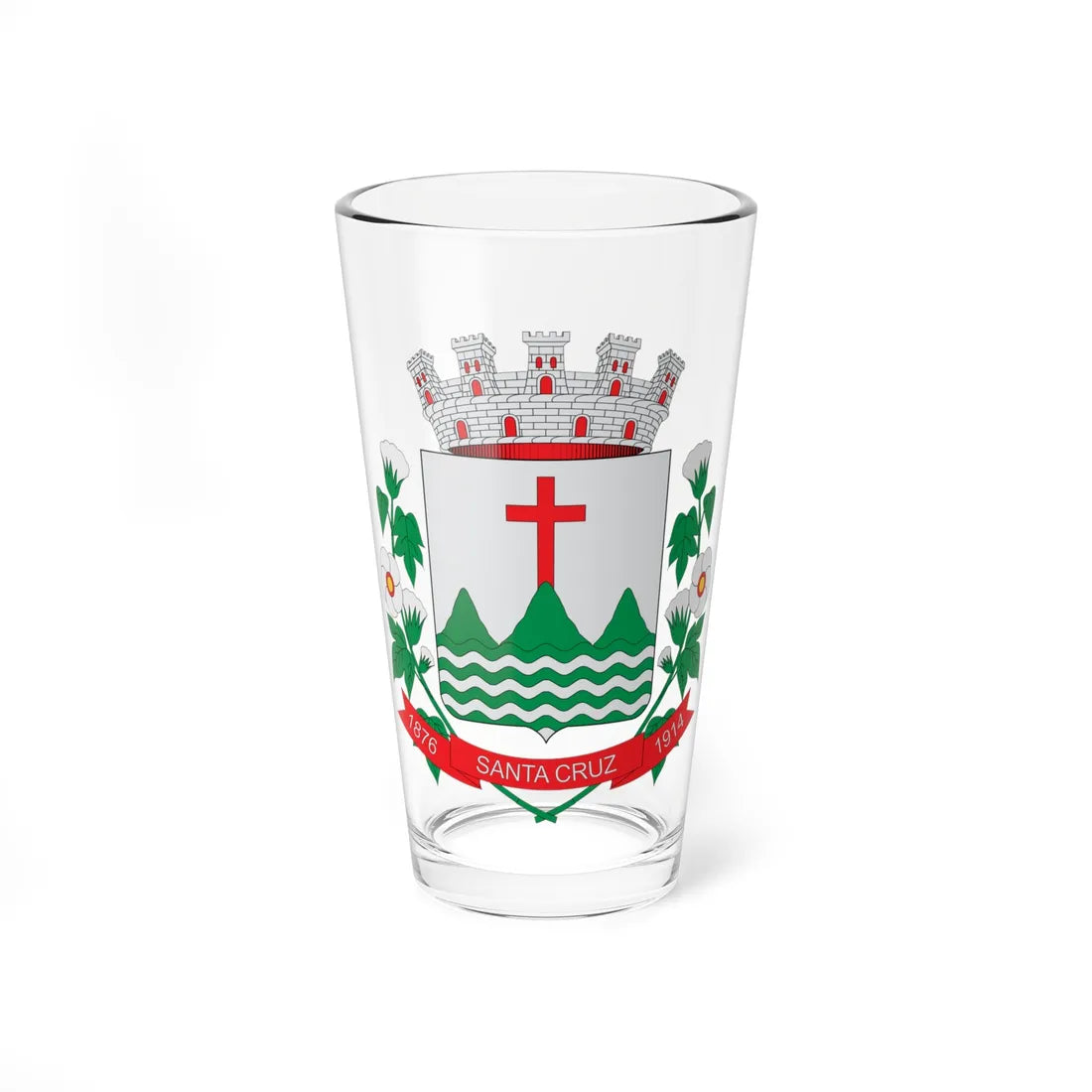 Brasão de Santa Cruz - RN (Brazil) (Coat of Arms) Pint Glass 16oz 16oz - Go Mug Yourself