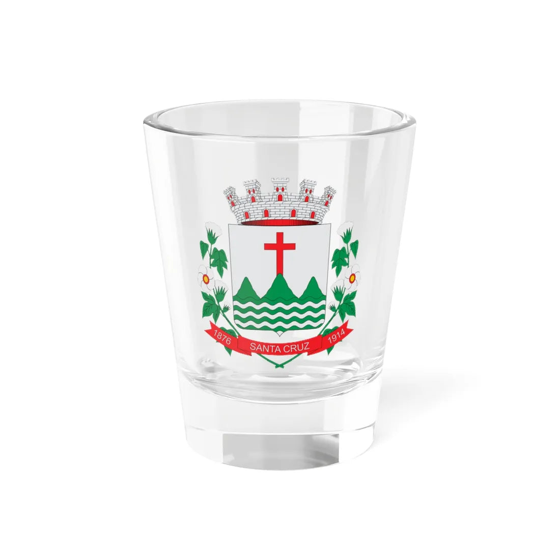 Brasão de Santa Cruz - RN (Brazil) (Coat of Arms) Shot Glass 1.5oz 1.5oz - Go Mug Yourself