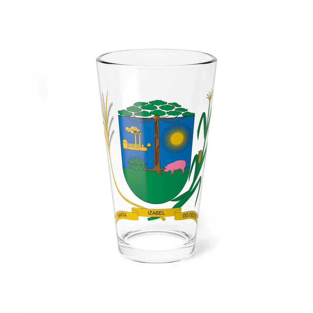 Brasão de Santa Izabel do Oeste - PR (Brazil) (Coat of Arms) Pint Glass 16oz 16oz - Go Mug Yourself