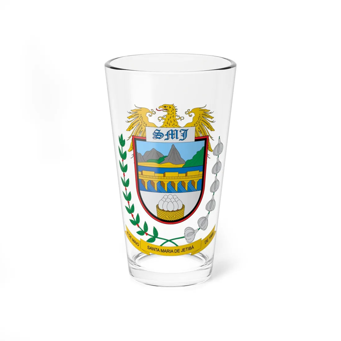 Brasão de Santa Maria de Jetibá - ES (Brazil) (Coat of Arms) Pint Glass 16oz 16oz - Go Mug Yourself