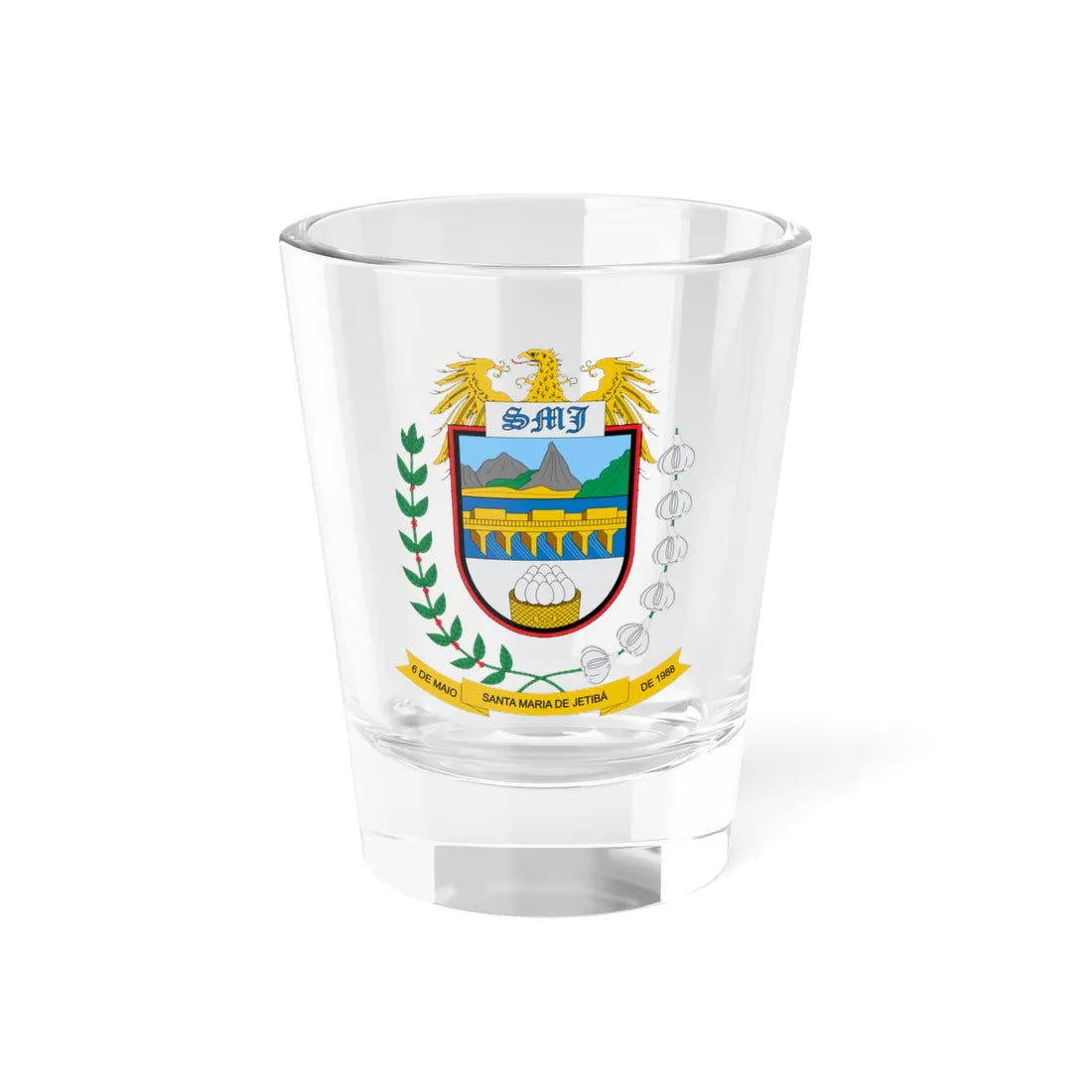 Brasão de Santa Maria de Jetibá - ES (Brazil) (Coat of Arms) Shot Glass 1.5oz 1.5oz - Go Mug Yourself