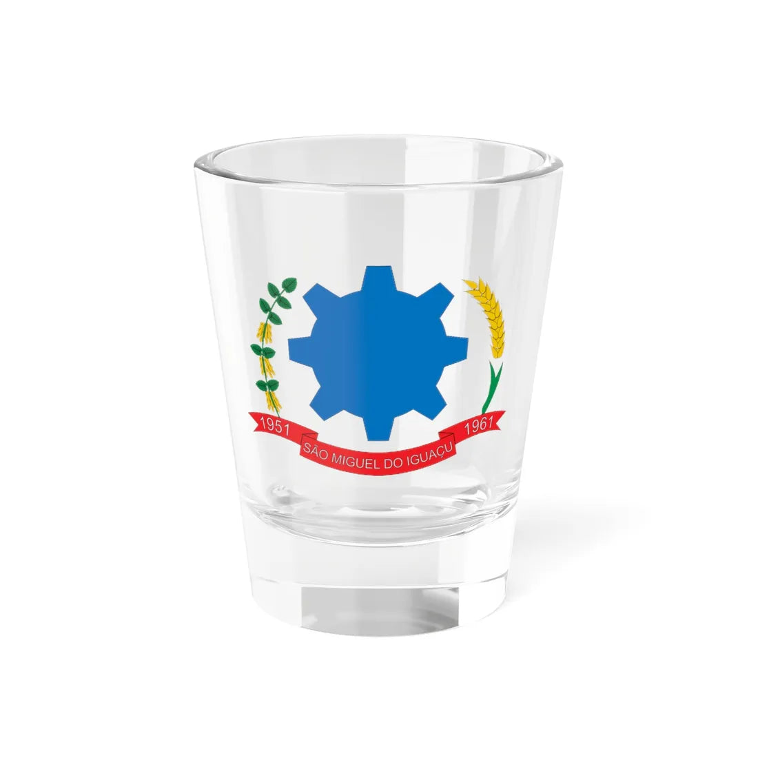 Brasão de São Miguel do Iguaçu - PR (Brazil) (Coat of Arms) Shot Glass 1.5oz 1.5oz - Go Mug Yourself