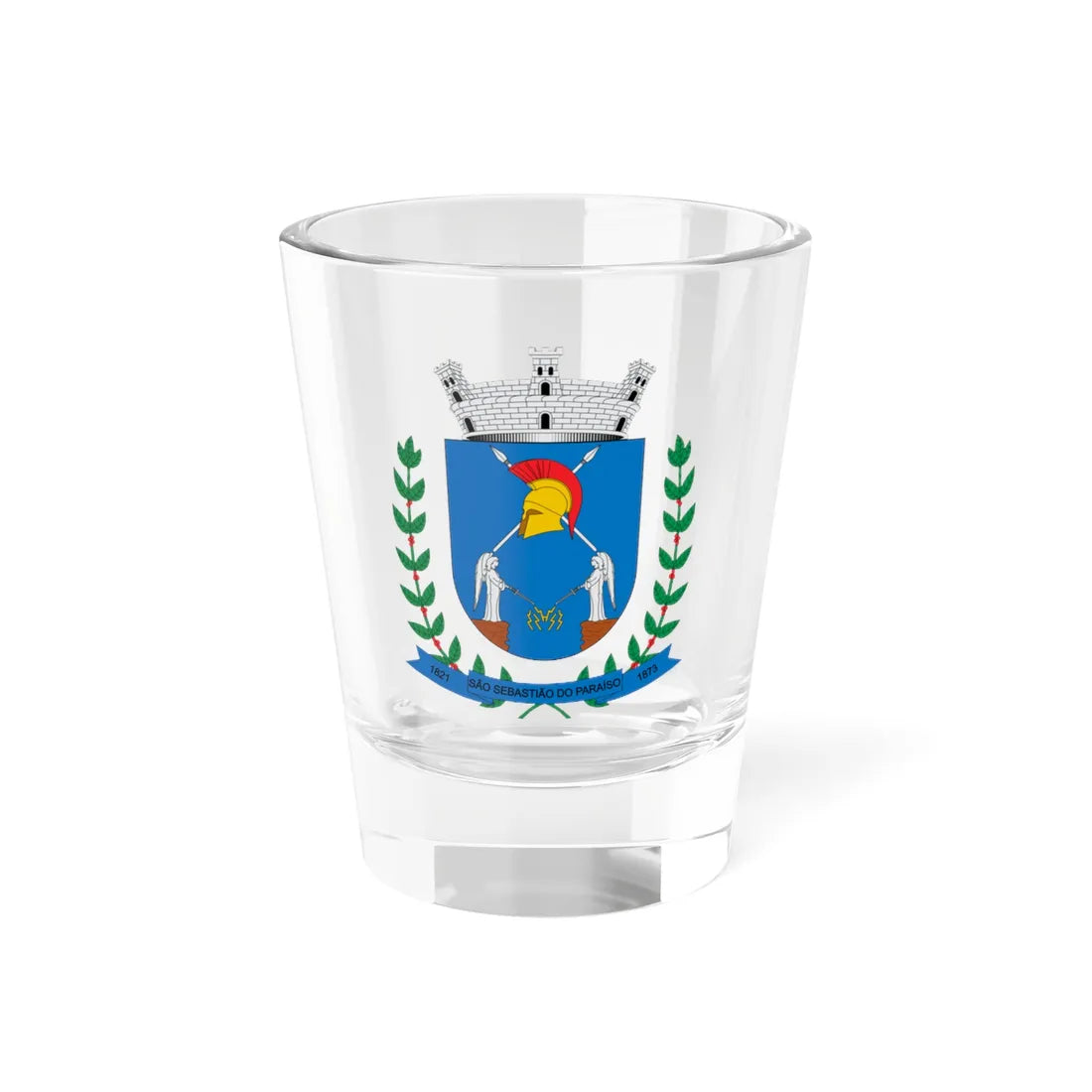 Brasão de São Sebastião do Paraíso - MG (Brazil) (Coat of Arms) Shot Glass 1.5oz 1.5oz - Go Mug Yourself