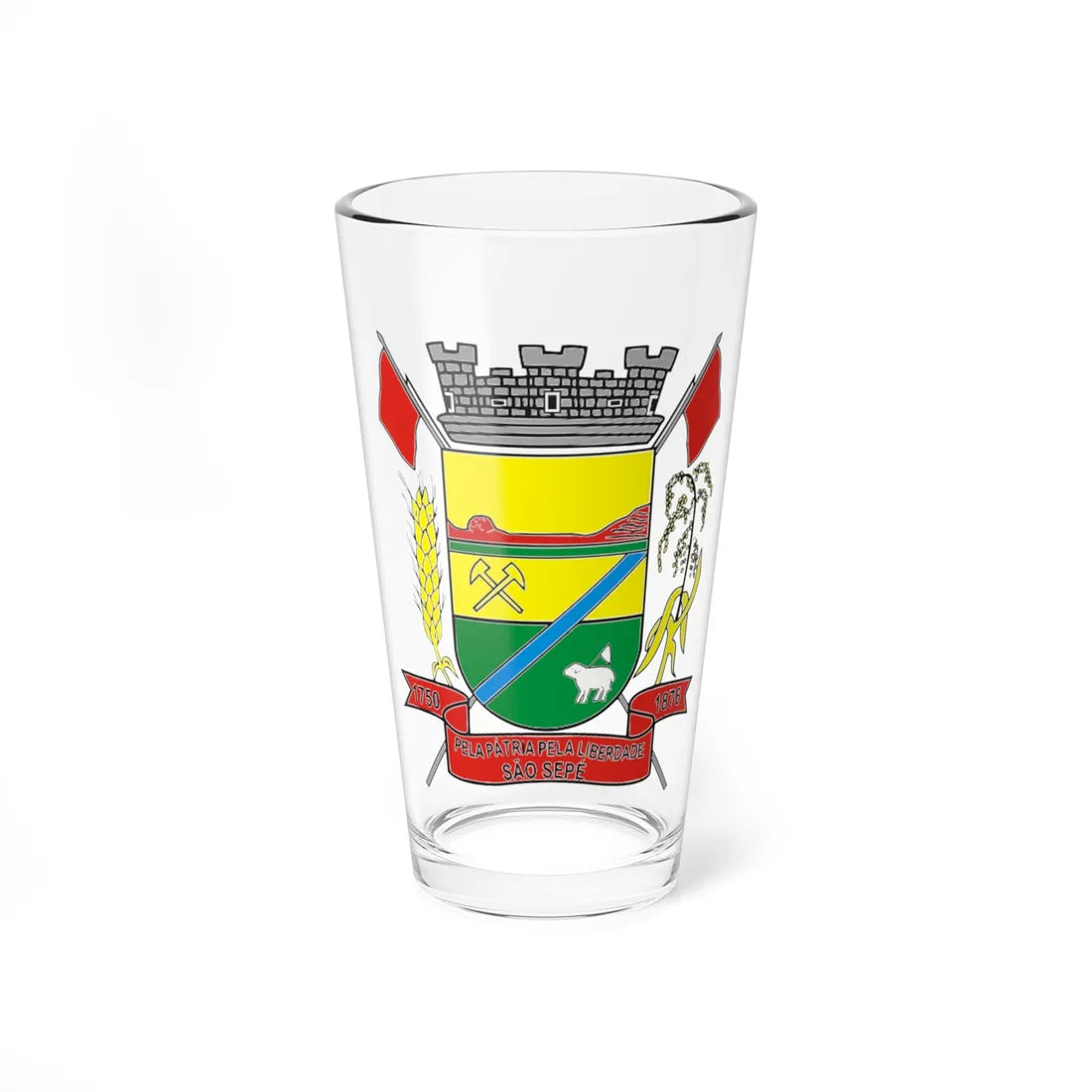 Brasão de São Sepé (Brazil) (Coat of Arms) Pint Glass 16oz 16oz - Go Mug Yourself