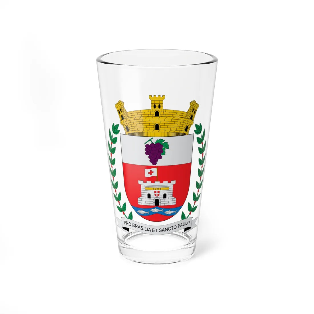 Brasão de Vinhedo - SP (Brazil) (Coat of Arms) Pint Glass 16oz 16oz - Go Mug Yourself
